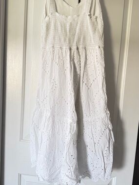 Jessica McClintock White Smocked Tank Dress